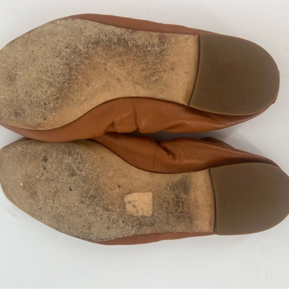 TORY BURCH Brown Leather Ballet Flats 8